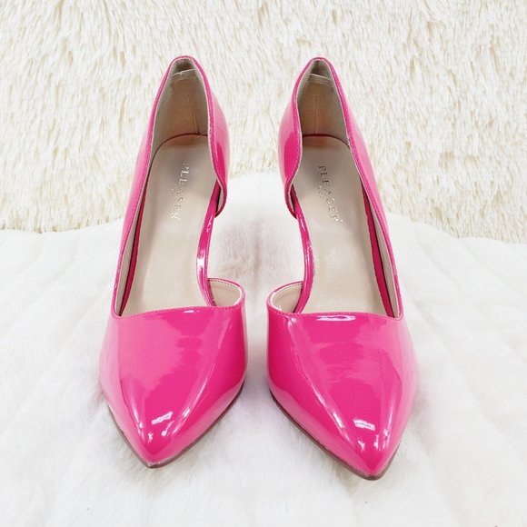 Hot Pink open side pointy toe 5" heel  pumps Shoes - Picture 6 of 15